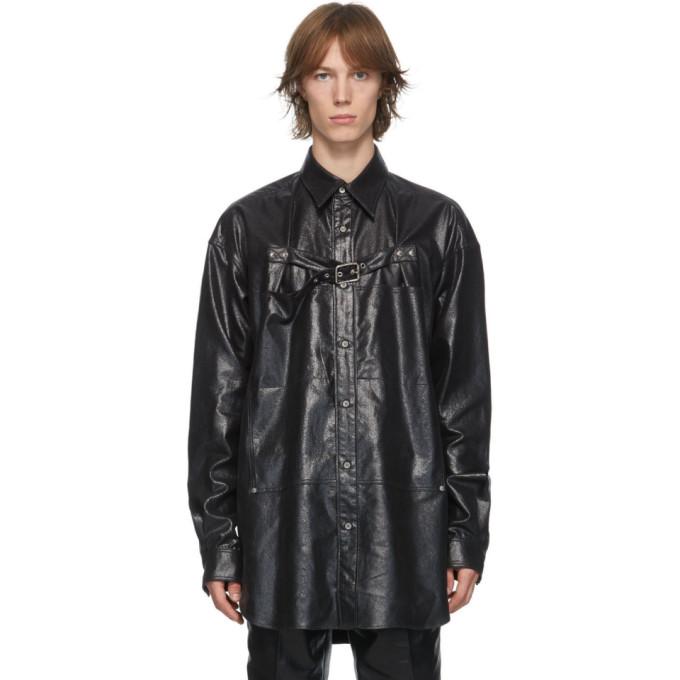 Johnlawrencesullivan Black Front Side Belted Shirt