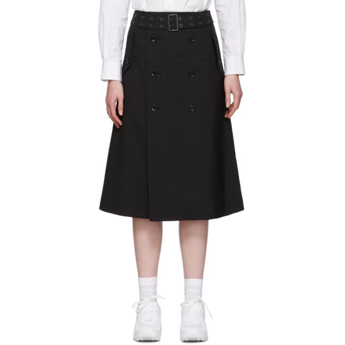 Junya Watanabe Black Tropical Wool Trench Skirt