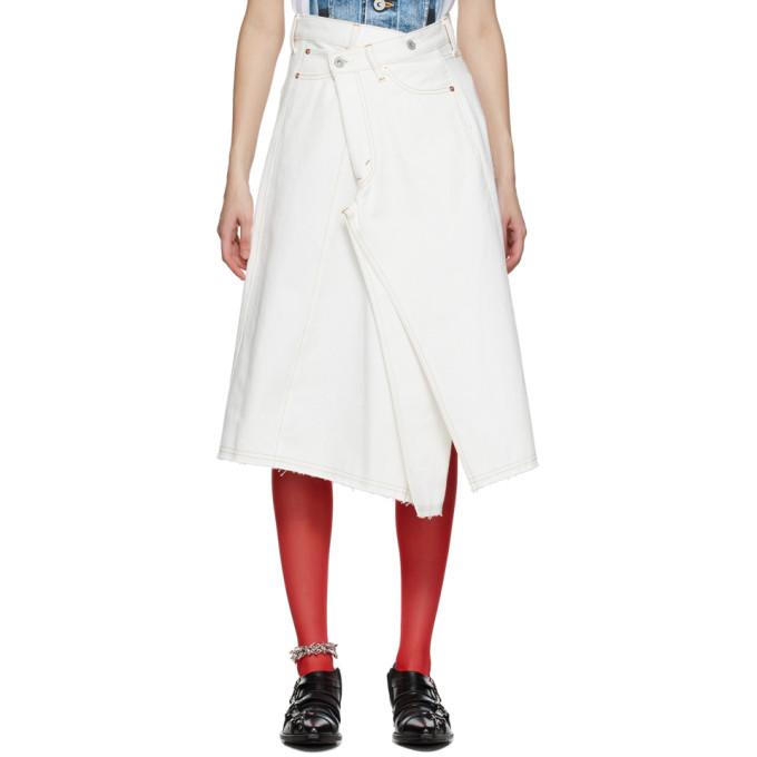 Junya Watanabe White Denim Asymmetric Skirt