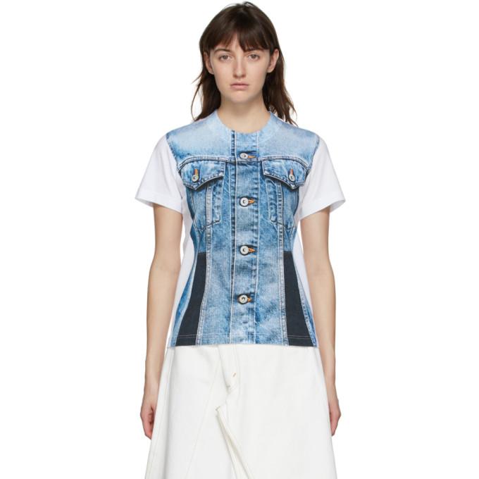 Junya Watanabe White Printed Jean T-Shirt