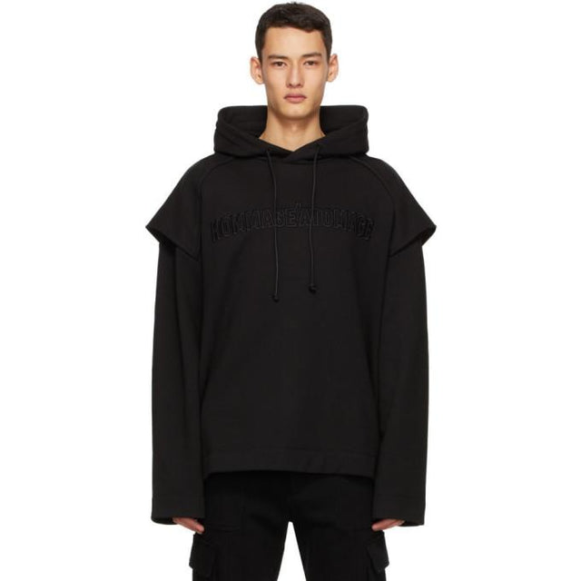 Juun.J Black Embroidered Hoodie