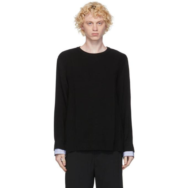 Juun.J Black Layered Crewneck Sweater