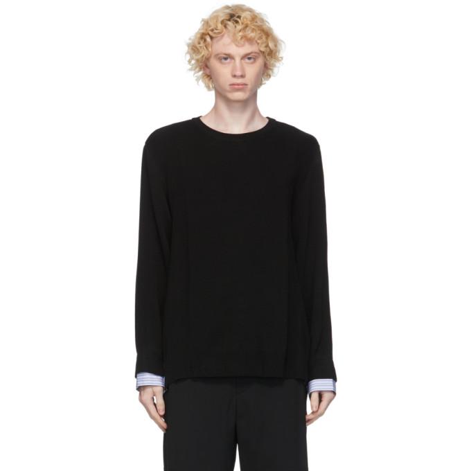 Juun.J Black Layered Crewneck Sweater