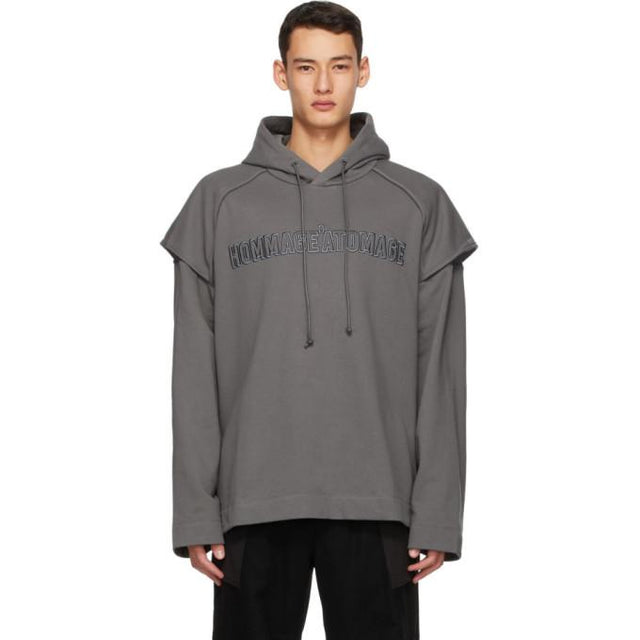 Juun.J Grey Embroidered Hoodie