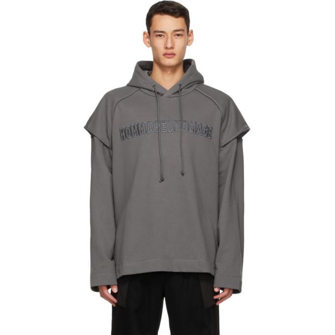 Juun.J Grey Embroidered Hoodie