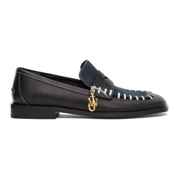 JW Anderson Black and Navy Antick Loafers