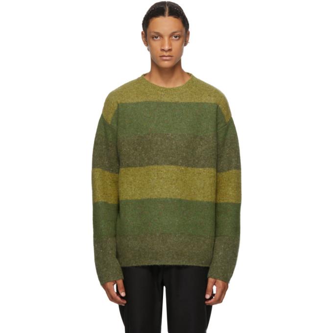 JW Anderson Green Striped Crewneck Sweater