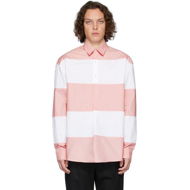 JW Anderson White and Pink Oversized Panelled Shirt