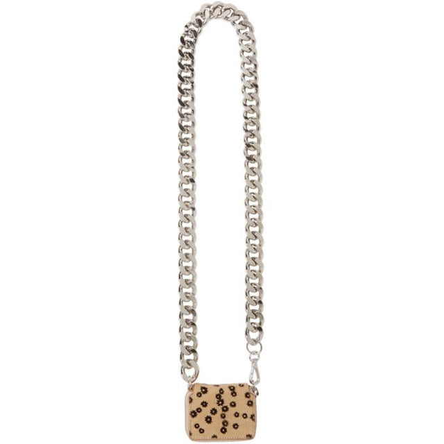 KARA Brown Calf Hair XL Chain Bike Wallet Bag