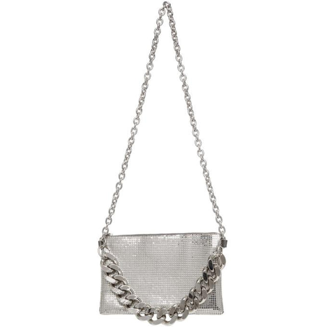 KARA Silver Chain Mail Crossbody Bag