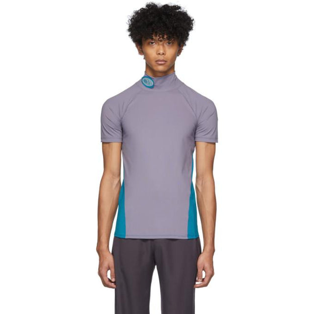 Keenkee Purple and Blue Fitted Turtleneck T-Shirt