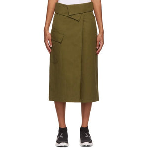 Kenzo Khaki Soft Cotton Drill Wrap Skirt