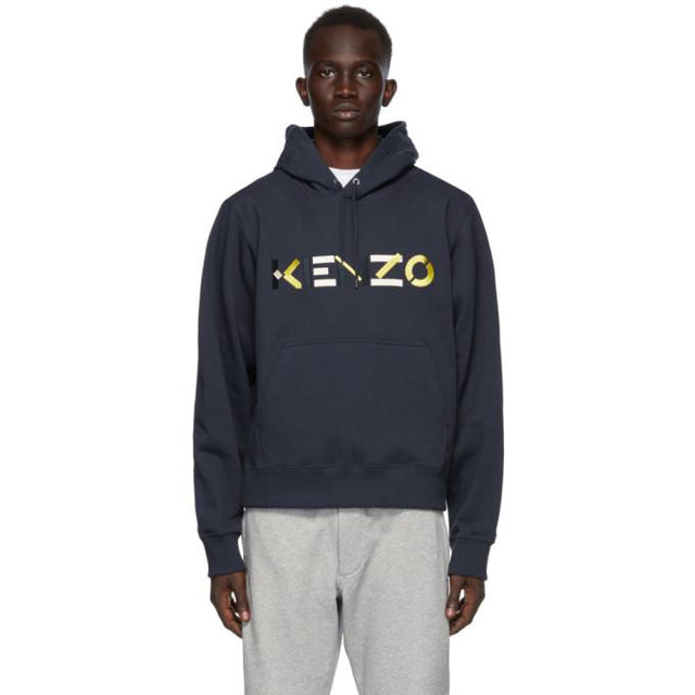 Kenzo Navy Embroidered Logo Hoodie