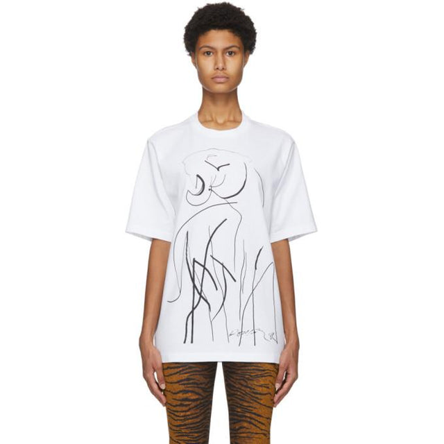 Kenzo White Julio Pomar Tiger Drawing T-Shirt