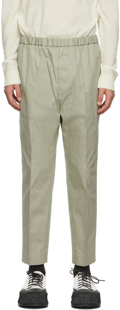 Jil Sander Khaki Gabardine Cropped Trousers - Jil Sander Kaki Gabardine Pantalon recadré - JIM 샌더 카키 가베르 데는 바지를 자른다