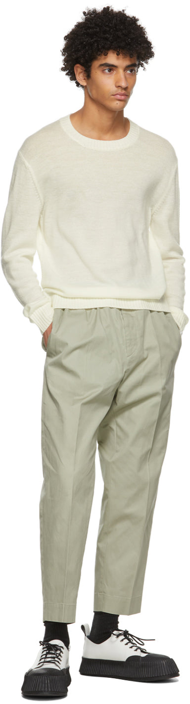 Jil Sander Khaki Gabardine Cropped Trousers