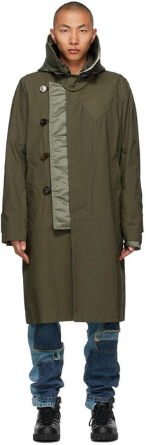 Sacai Khaki Oxford Coat - Sacai kaki oxford manteau - Sacai Khaki Oxford Coat.