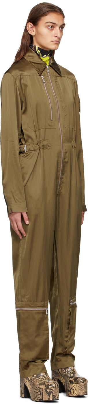 Dries Van Noten Khaki Satin Jumpsuit – BlackSkinny