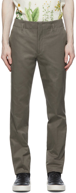 Salvatore Ferragamo Khaki Slim-Fit Trousers - SALVATORE FERRAGAMO KHAKI Pantalon SLIM-FIT - Salvatore Ferragamo Khaki 슬림 맞는 바지