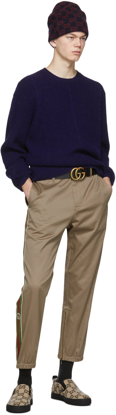 Gucci Khaki Stripe Trousers