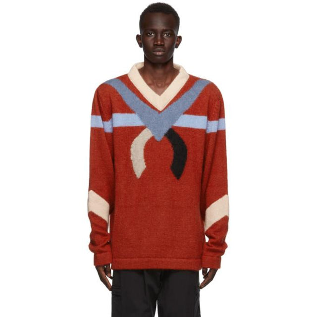Kiko Kostadinov Red Intarsia Nolan Sweater