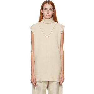 Kim Matin SSENSE Exclusive Beige Wool Sleeveless Sweater