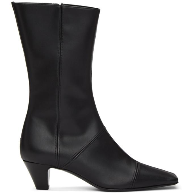 Kwaidan Editions Black Faux Leather Square Toe Boot