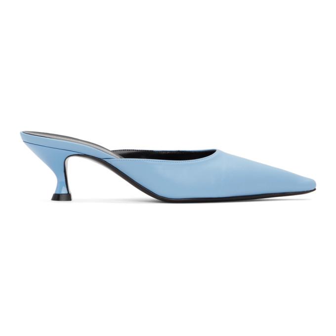 Kwaidan Editions Blue Pointy Toe Kitten Heel Mules