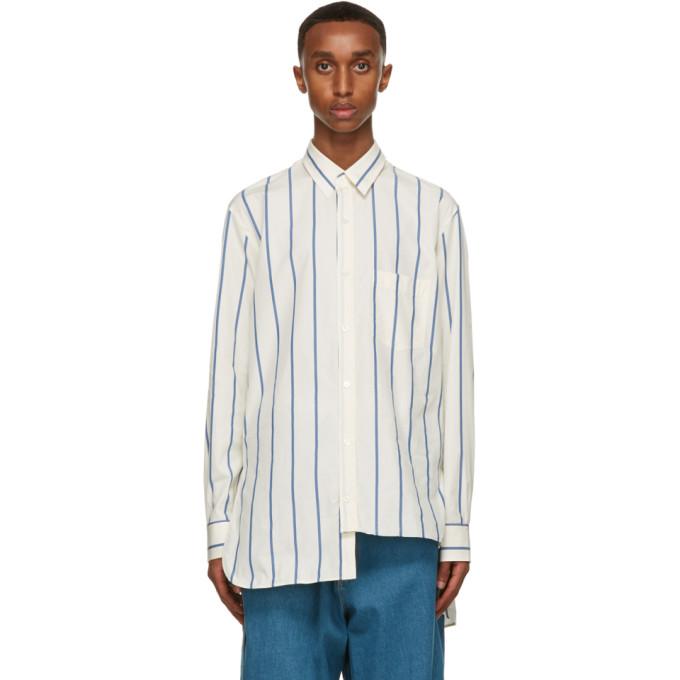 Lanvin Off-White and Blue Asymmetric Shirt