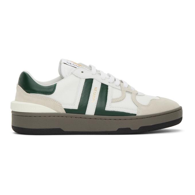 Lanvin White and Green Clay Low-Top Sneakers