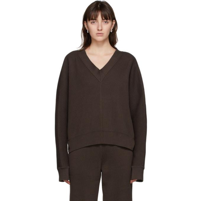 LE17SEPTEMBRE Brown Dolman V-Neck Sweater