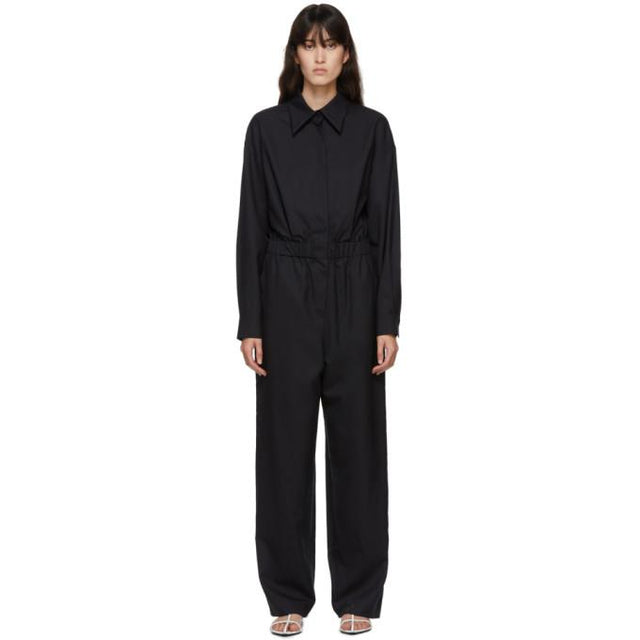 LE17SEPTEMBRE Navy Wool Collar Jumpsuit