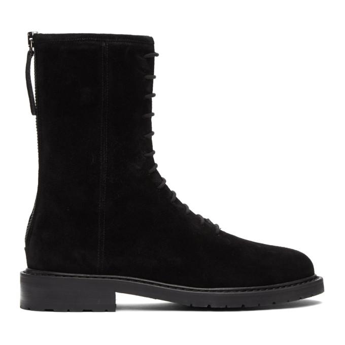 Legres Black Suede Combat Boots