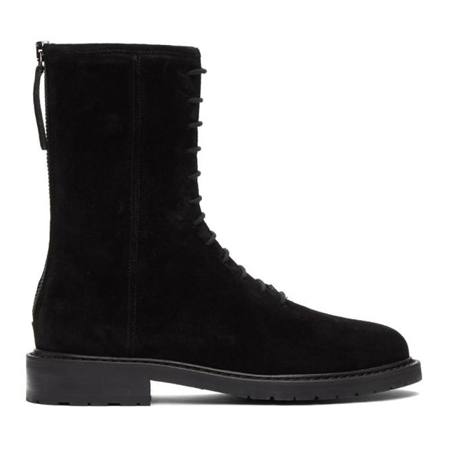 Legres Black Suede Combat Boots