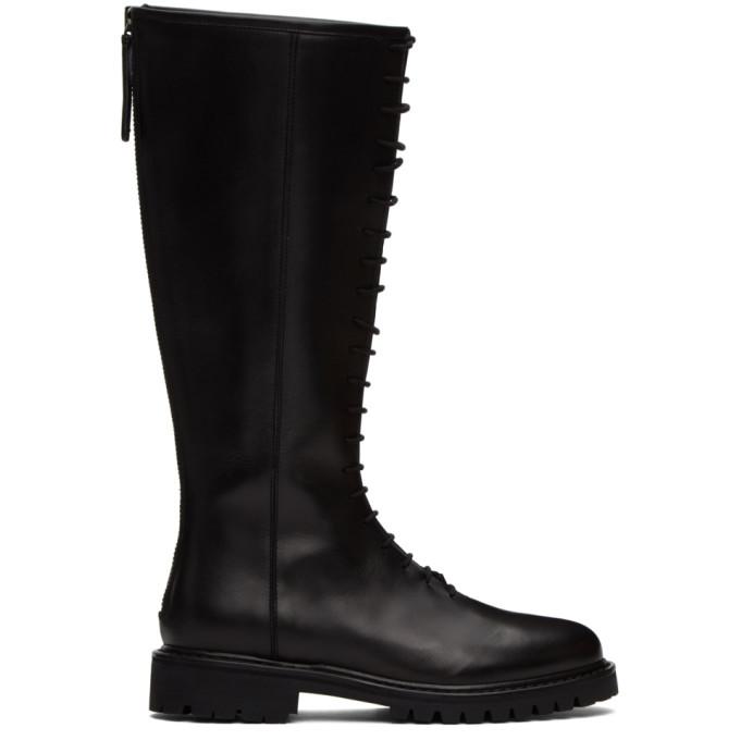Legres Black Tall Combat Boots