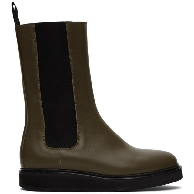 Legres Khaki Mid-Calf Chelsea Boots