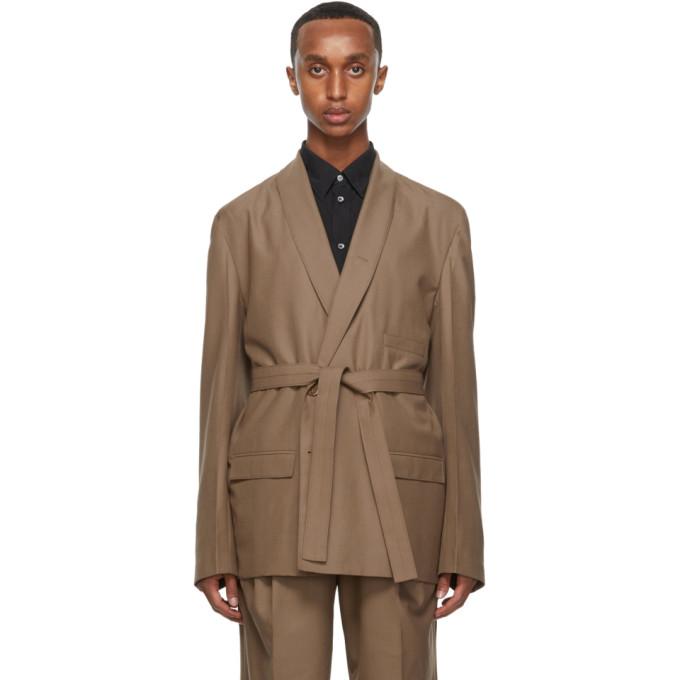Lemaire Beige Wool Double-Breasted Belted Blazer