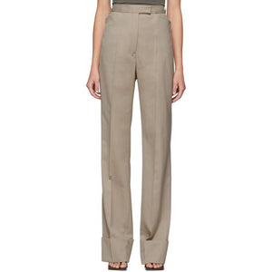 Lemaire Beige Wool Straight Trousers