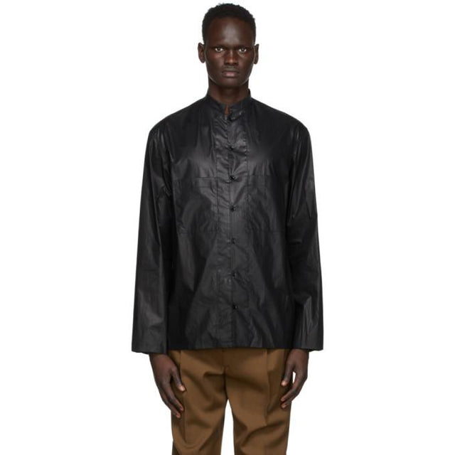 Lemaire Black Chintz Stand Collar Shirt