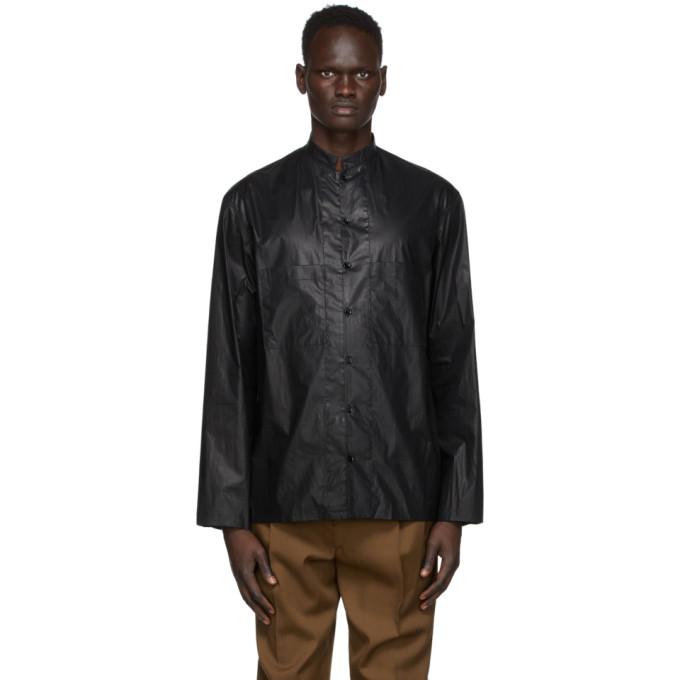 Lemaire Black Chintz Stand Collar Shirt