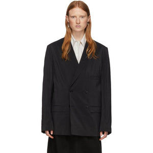 Lemaire Black Silk Double-Breasted Blazer