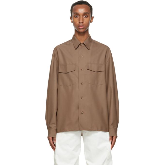 Lemaire Brown Convertible Collar Shirt