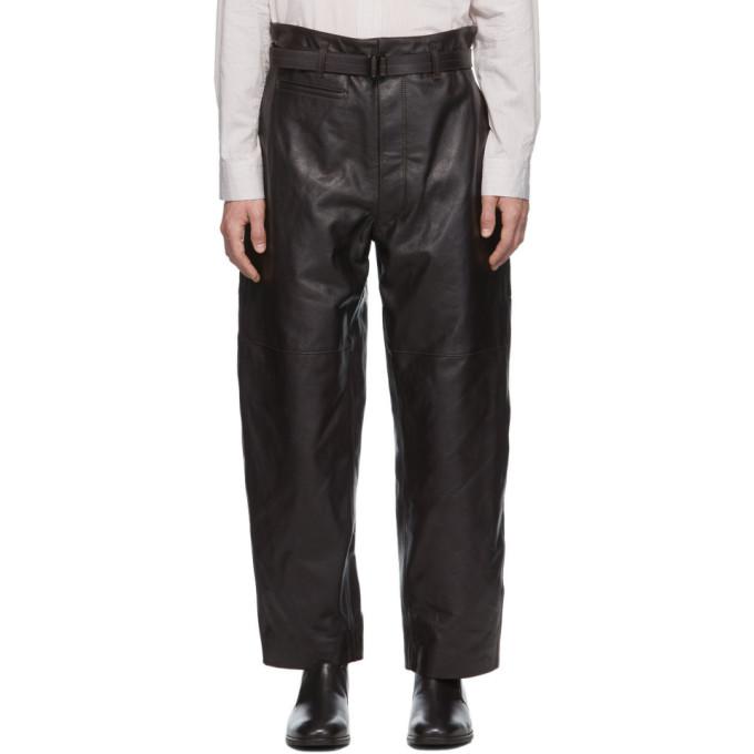 Lemaire Brown Leather Military Trousers