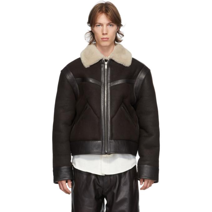 Lemaire Brown Shearling Aviator Jacket