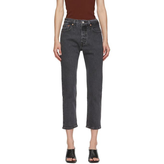 Levis Black 501 Original Cropped Jeans