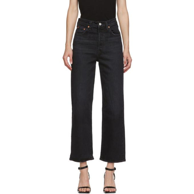 Levis Black Ribcage Straight Ankle Jeans