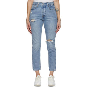 Levis Blue Distressed 501 Skinny Jeans