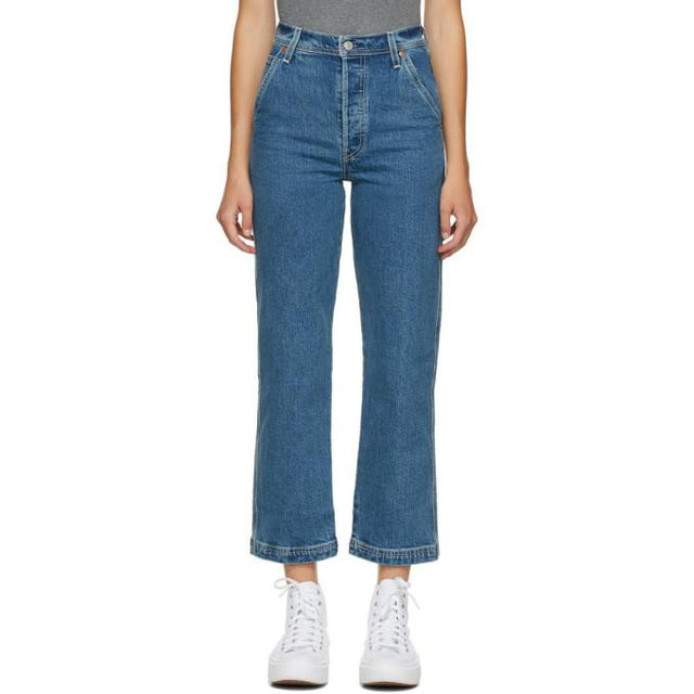 Levis Blue Ribcage Straight Ankle Jeans