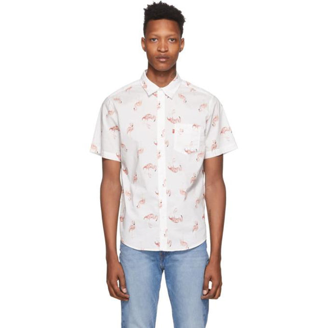 Levis White and Pink Flamingo Sunset Standard Shirt