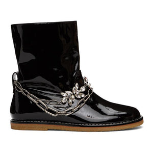 Loewe Black Patent Chain Boots
